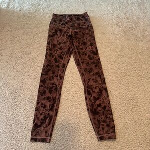 Lululemon Align Pant II 25" Mini Dusk Floral Antique Bark Black Size 4